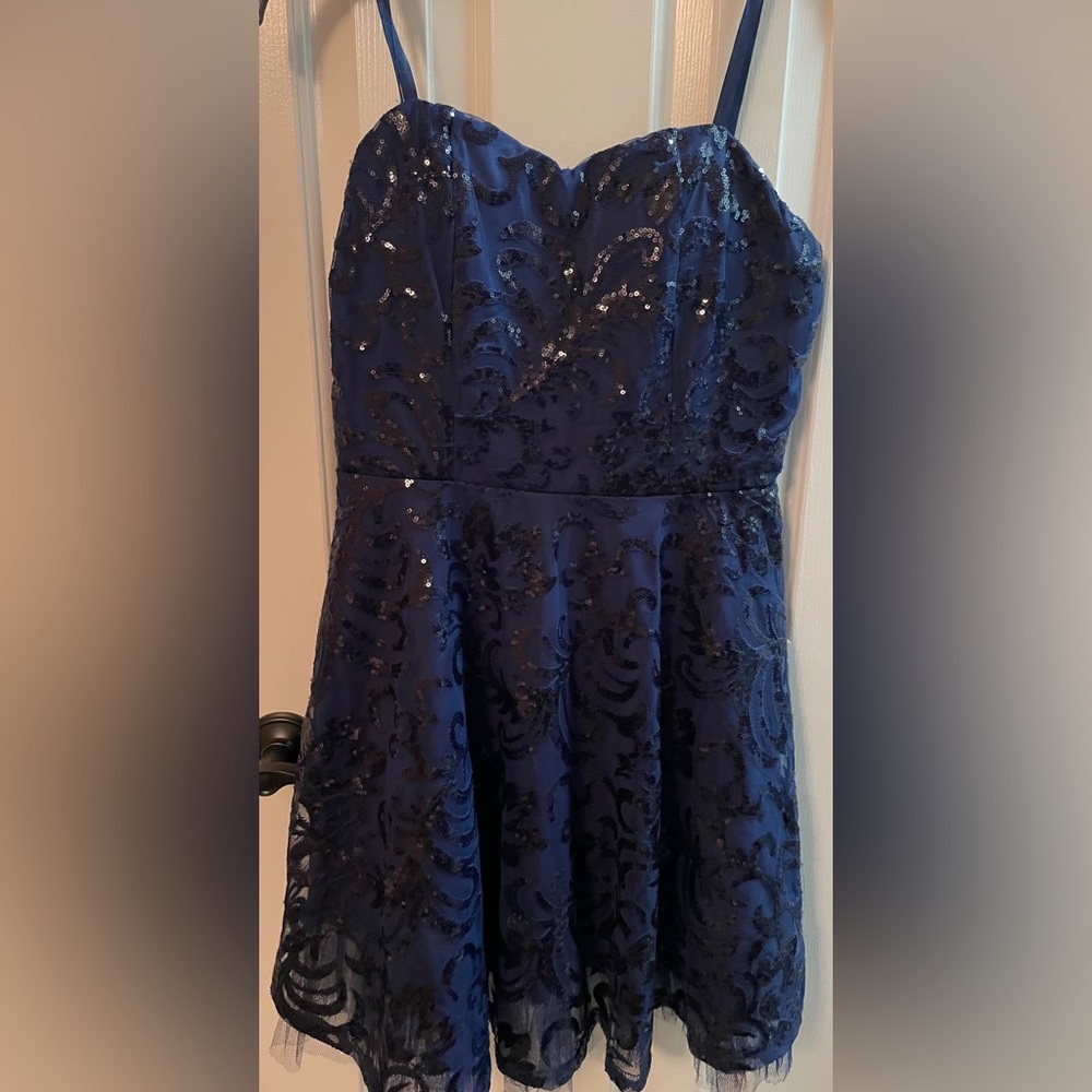 Navy Blue Sparkly Short Dress